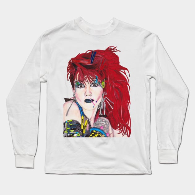 Cyndi Lauper Long Sleeve T-Shirt by paulnelsonesch